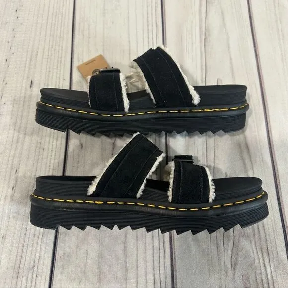 Dr Martens Myles Suede &amp; Sherpa Platform Sandals Warmwair Mens 10 Womens 11 NEW