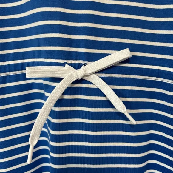 DRAPER JAMES Blue/White Stripe Nautical Tie Waist Tee Shirt Dress NWOT