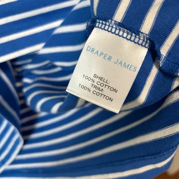 DRAPER JAMES Blue/White Stripe Nautical Tie Waist Tee Shirt Dress NWOT