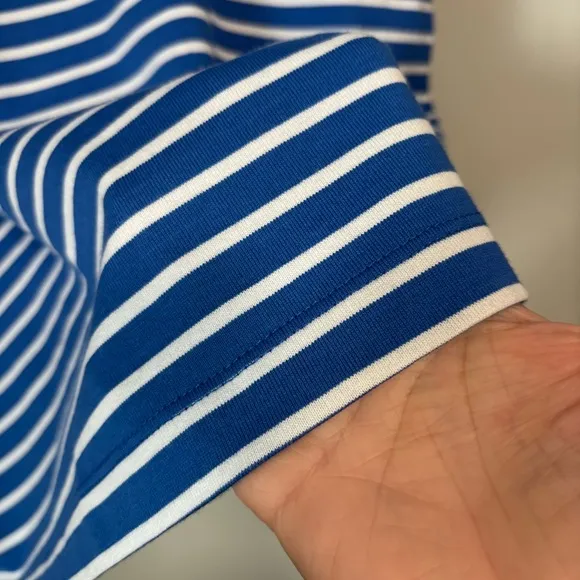 DRAPER JAMES Blue/White Stripe Nautical Tie Waist Tee Shirt Dress NWOT