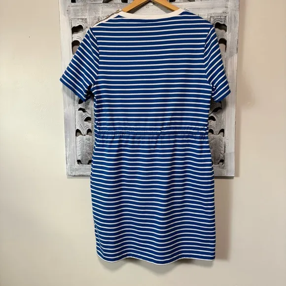 DRAPER JAMES Blue/White Stripe Nautical Tie Waist Tee Shirt Dress NWOT