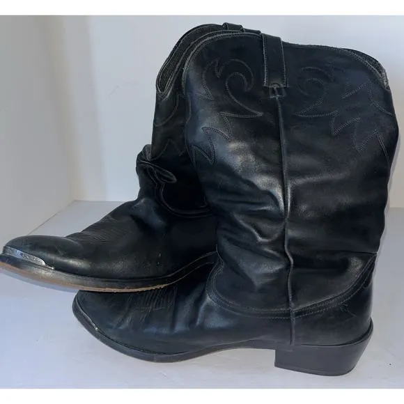 Durango Oiled Leather Black Slouch Cowboy Boots Mens Size 12 D Style SW540
