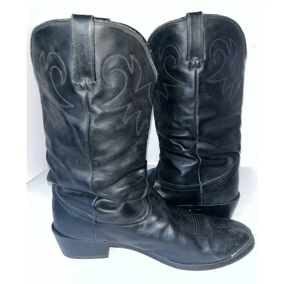 Durango Oiled Leather Black Slouch Cowboy Boots Mens Size 12 D Style SW540