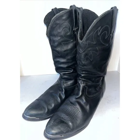 Durango Oiled Leather Black Slouch Cowboy Boots Mens Size 12 D Style SW540