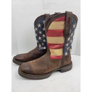 Durango Rebel Boots American Flag Design Embroidered DB5554 Size 8D USA Red Blue