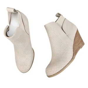 DV By Dolce Vita Gerdy Beige Bootie Size 8 Leather Wrap Wedge Heel