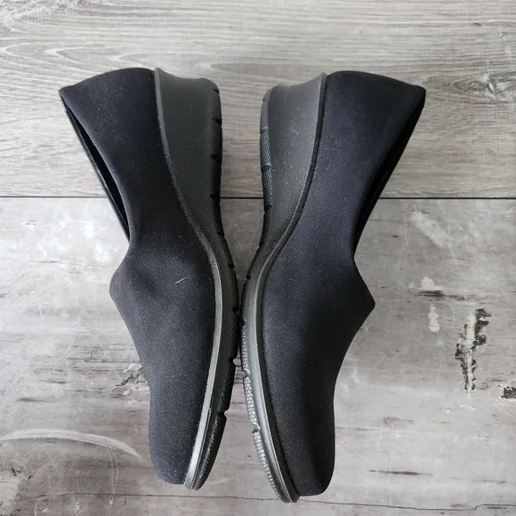 Ecco Black Felicia Stretch Slip On Wedge Heels Size 5.5 EUR 36 Comfort Shoes