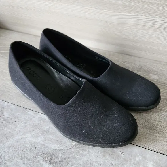 Ecco Black Felicia Stretch Slip On Wedge Heels Size 5.5 EUR 36 Comfort Shoes