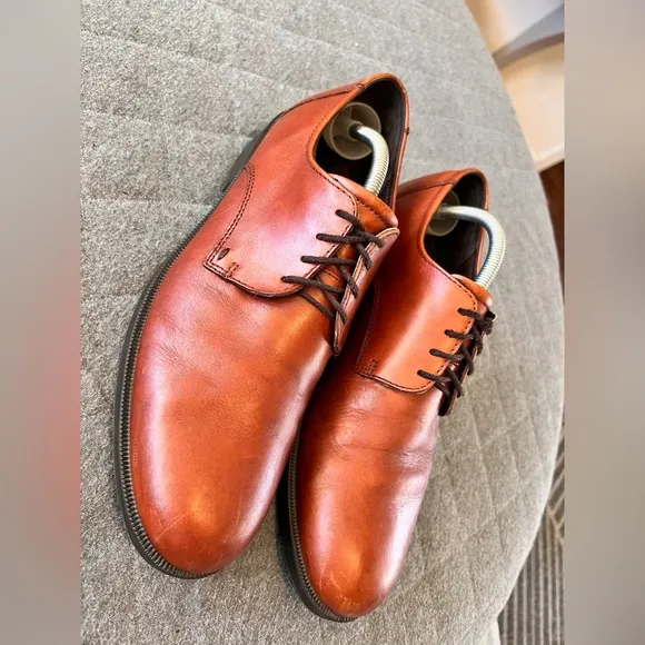 ECCO EU 44 US 10-10.5 Brown Leather Lace Up Oxford Shoes Orig $225