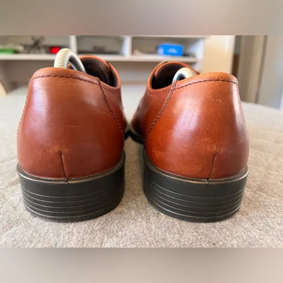 ECCO EU 44 US 10-10.5 Brown Leather Lace Up Oxford Shoes Orig $225
