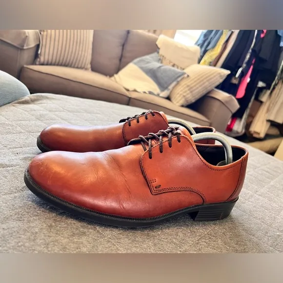ECCO EU 44 US 10-10.5 Brown Leather Lace Up Oxford Shoes Orig $225