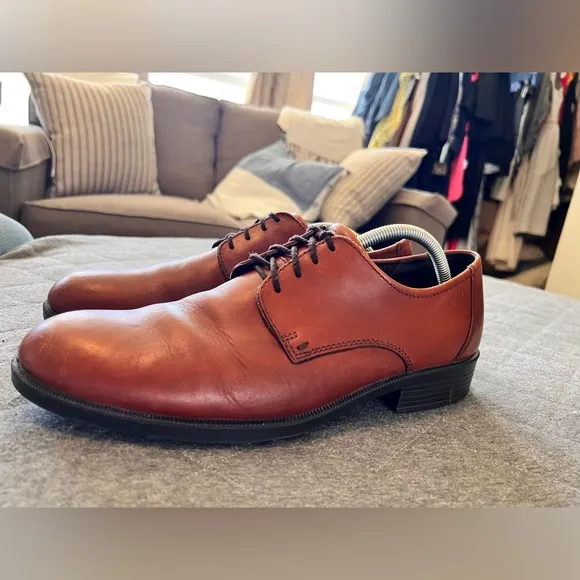 ECCO EU 44 US 10-10.5 Brown Leather Lace Up Oxford Shoes Orig $225