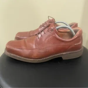 Ecco Helsinki Mens Size EU 44 US 10-10.5 Brown Leather Bike Toe Oxford Shoes