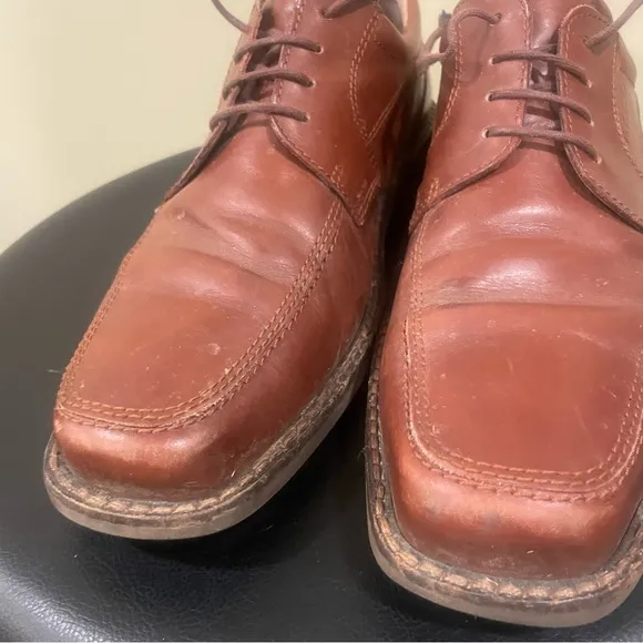 Ecco Helsinki Mens Size EU 44 US 10-10.5 Brown Leather Bike Toe Oxford Shoes