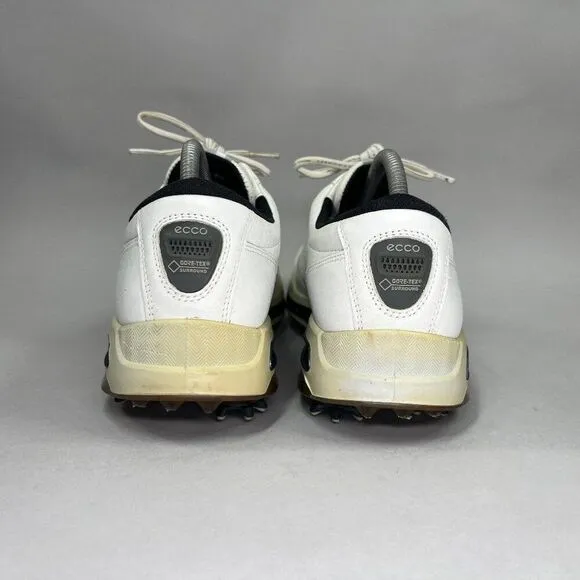 Ecco Men's Size 9.5 White Leather Gore-Tex Surround Golf Shoes