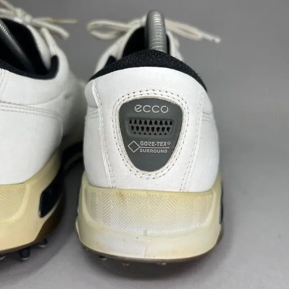 Ecco Men's Size 9.5 White Leather Gore-Tex Surround Golf Shoes