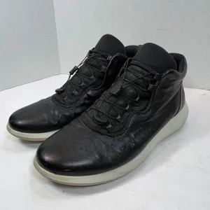 Ecco Scinapse Size 44 US 10.5 Black Yak Leather Sneakers High Top Shoes