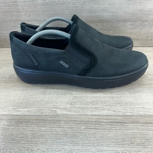 Ecco Shoes Men Slip On Soft 7 Tred Leather Loafer Gore-tex GTX Black Size 9