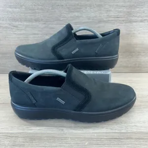 Ecco Shoes Men Slip On Soft 7 Tred Leather Loafer Gore-tex GTX Black Size 9