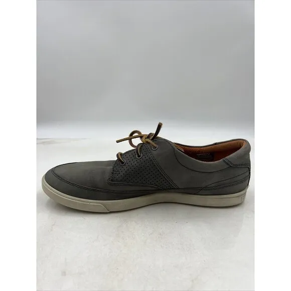 Ecco Shoes Mens Sz 11 Collin Nautical Perf Titanium Leather Gray Brown
