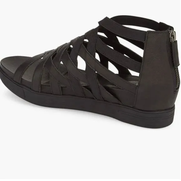 Eileen Fisher &quot;Airy&quot; Platform Black StrappySport Gladiator Sandal Sz 11 - NWOT