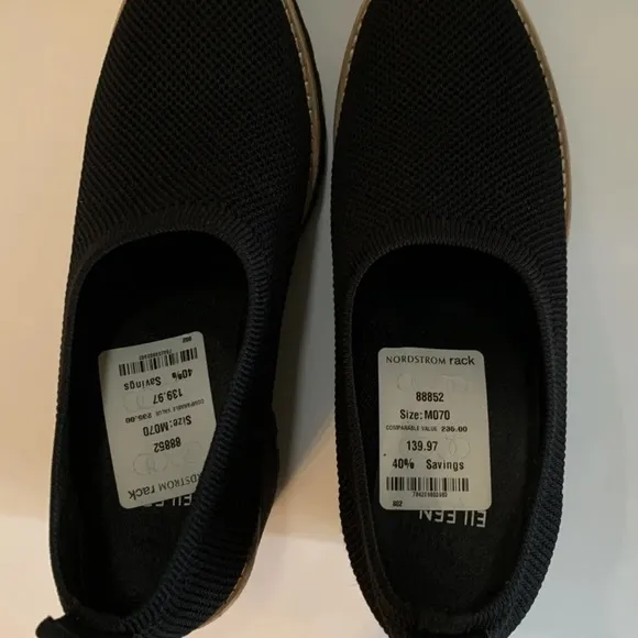 Eileen Fisher Black Wedge Shoes 7 New NWT $235 retail Beautiful Versatile HTF