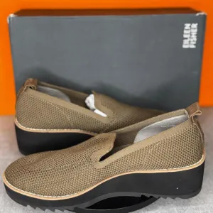 Eileen Fisher Lindy Antelope Stretch Shoes Wedge OD Olive Green Size 8.5