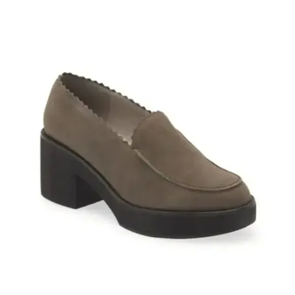 Eileen Fisher NEW Women Harria Leather Block Chunky Platform Heels shoes sz 8.5