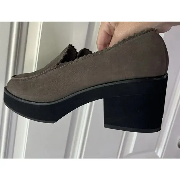 Eileen Fisher NEW Women Harria Leather Block Chunky Platform Heels shoes sz 8.5