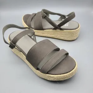 EILEEN FISHER sandals Devi gray Platform wedge Espadrille jute strappy sz 9 new