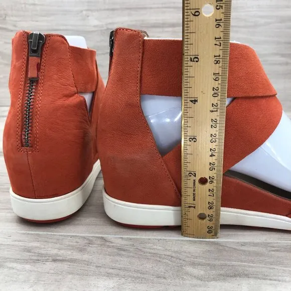 Eileen Fisher Sandals Womens 7.5 Viv Orange Low Wedge Zip Shoes