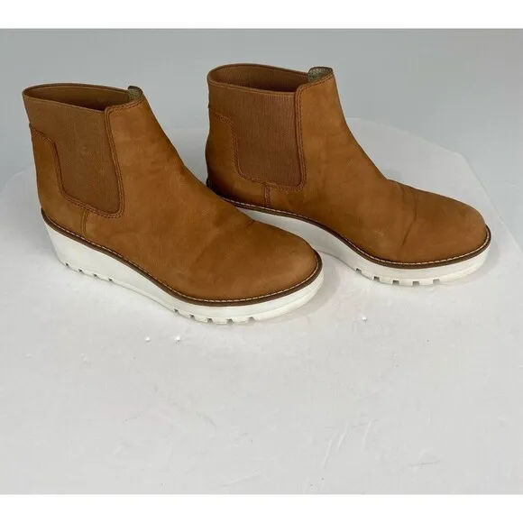 Eileen Fisher Shoes Womens Size 6.5 Brown Suede Wedge Heel Booties.Platform