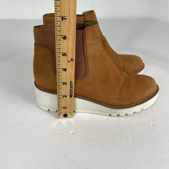 Eileen Fisher Shoes Womens Size 6.5 Brown Suede Wedge Heel Booties.Platform