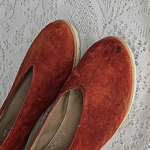 Eileen Fisher sport demi wedge brick suede flat slip on walking shoes sz 6.5