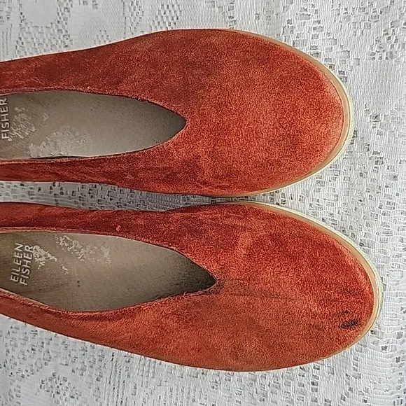 Eileen Fisher sport demi wedge brick suede flat slip on walking shoes sz 6.5