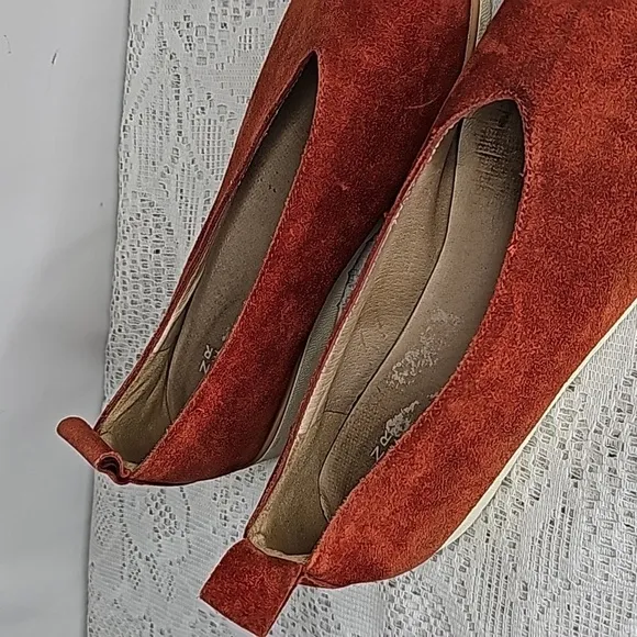Eileen Fisher sport demi wedge brick suede flat slip on walking shoes sz 6.5
