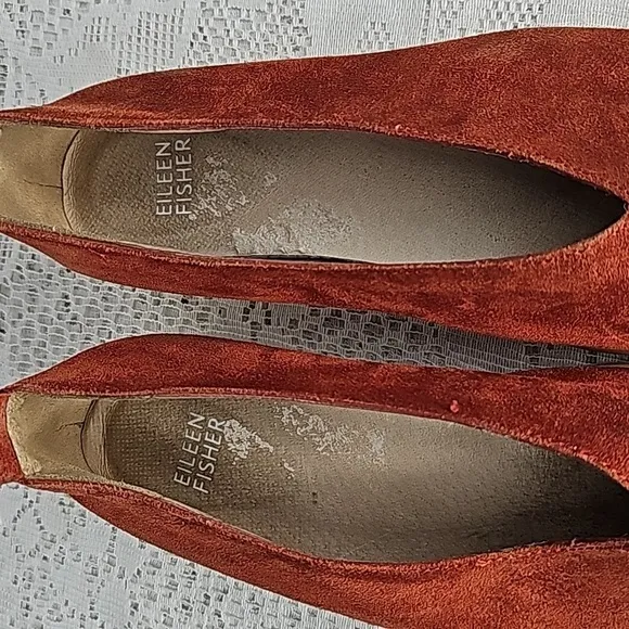 Eileen Fisher sport demi wedge brick suede flat slip on walking shoes sz 6.5