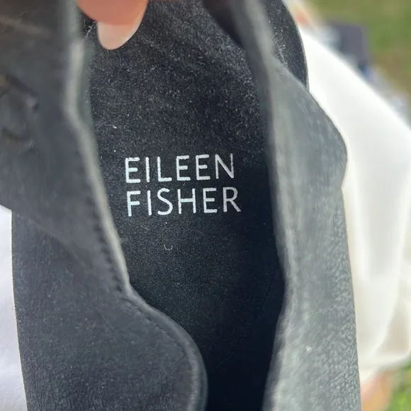 EILEEN FISHER Suede Black Peep Toe Slingback Slide Sandal, Size 7