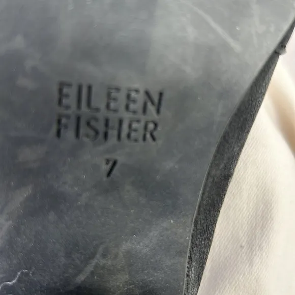 EILEEN FISHER Suede Black Peep Toe Slingback Slide Sandal, Size 7