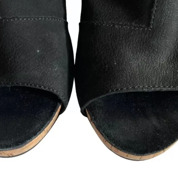 EILEEN FISHER Suede Black Peep Toe Slingback Slide Sandal, Size 7