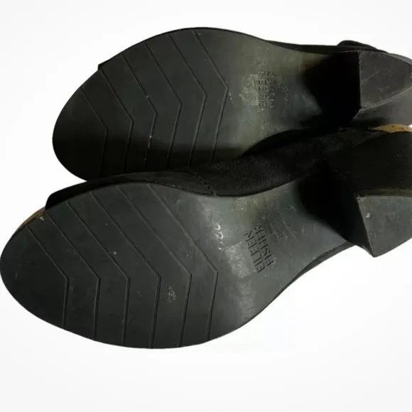 EILEEN FISHER Suede Black Peep Toe Slingback Slide Sandal, Size 7