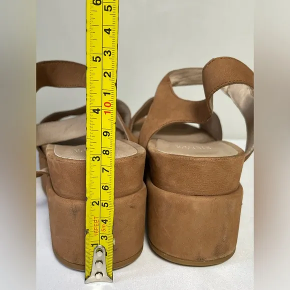 Eileen Fisher Tan Brown Leather Jasper Strappy Platform Sandals  Women Size 10
