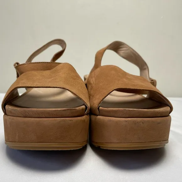 Eileen Fisher Tan Brown Leather Jasper Strappy Platform Sandals  Women Size 10