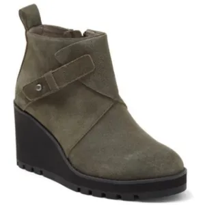 Eileen Fisher tinker wedge suede bootie In‎ Dark Moss size 6.5 M, B 237