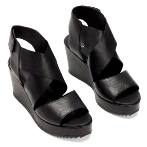 EILEEN FISHER Whimsy Wedge Sanal in a size 8 BlackStyle No. EF47893
