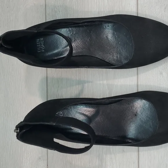 Eileen Fisher Women Ankle Strap Wedge Leather Shoes sz 10