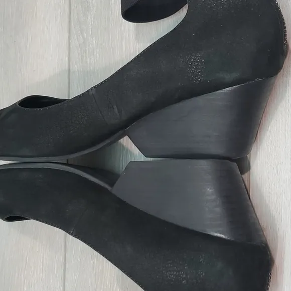 Eileen Fisher Women Ankle Strap Wedge Leather Shoes sz 10