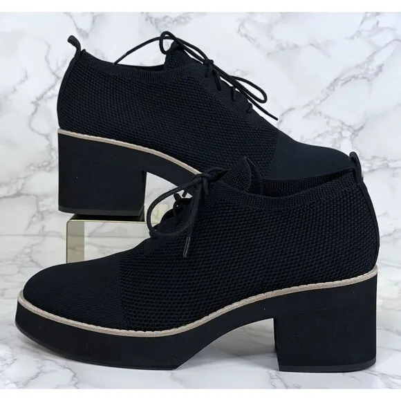 Eileen Fisher Womens Black Jemma Platform Stretch Knit Bootie‎ Shoes Heel Sz 10M