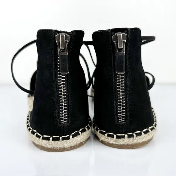 Eileen Fisher Women's Lace Up Espadrilles Leather Sandals Black Size 8.5