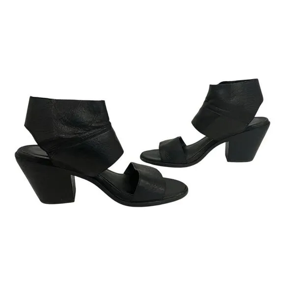 Eileen Fisher Womens Size 7 Black Leather Ankle Wrap Minimalistic Shoes